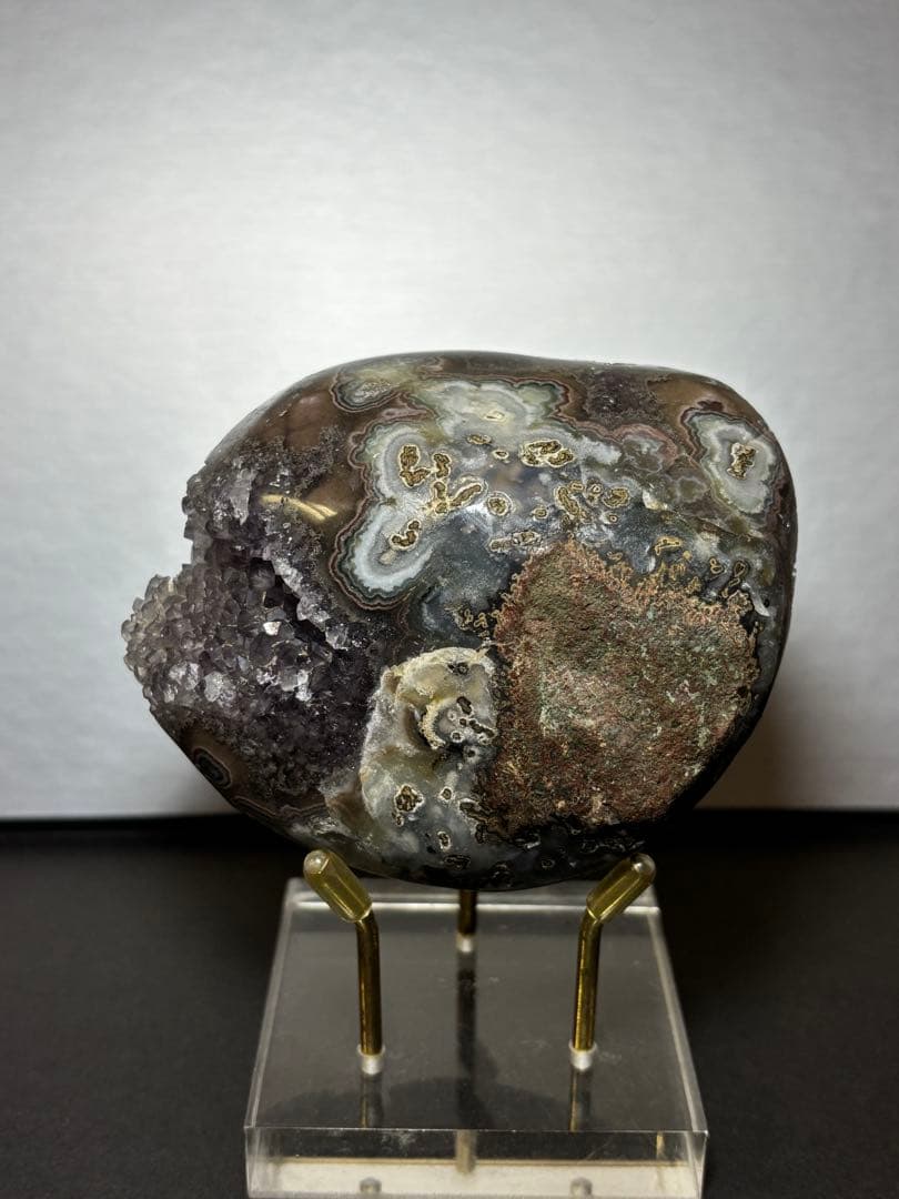 レア　ウルグアイ産　ドゥルージーアメジスト　スタラクタイトアイズ　383g