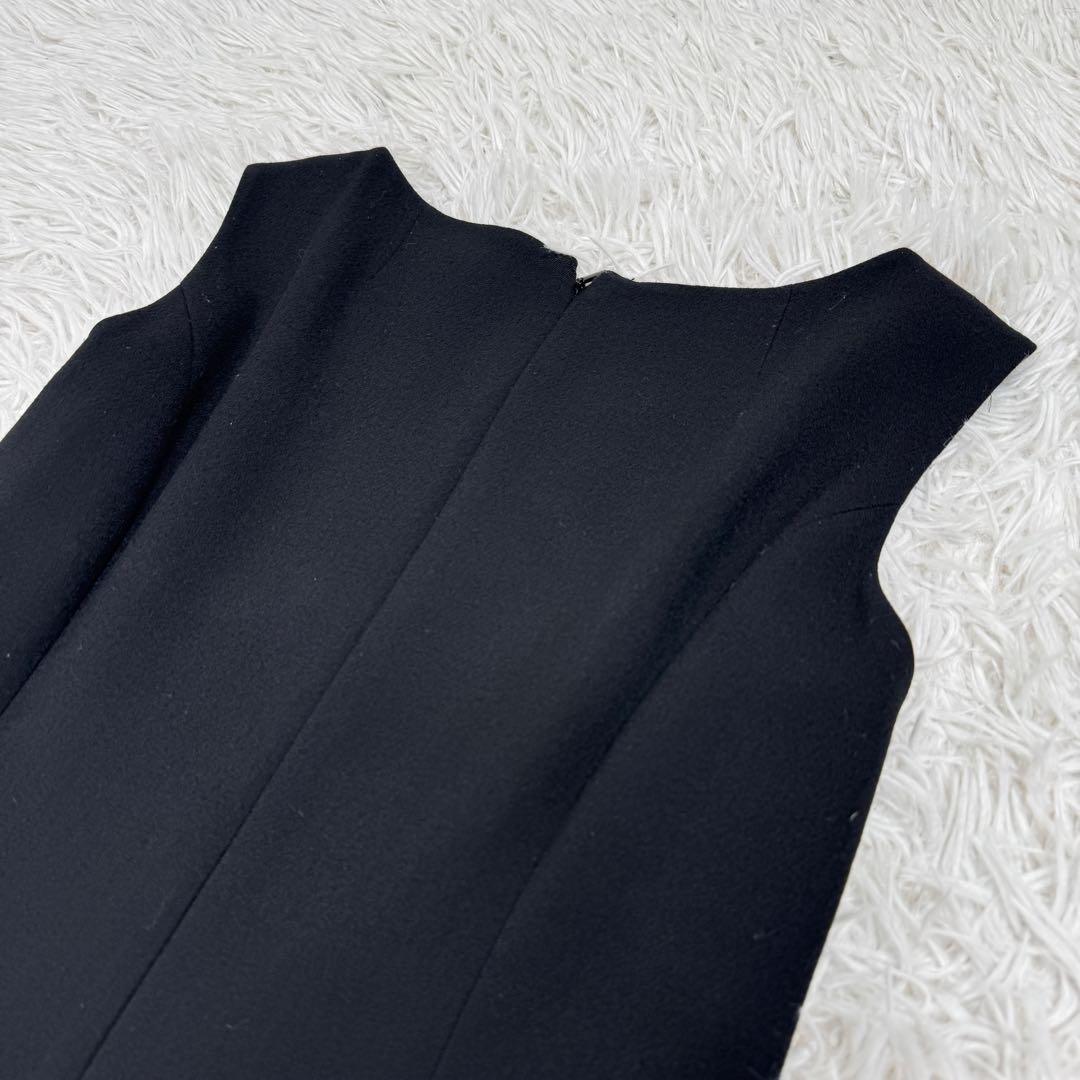 ルネ ワンピース p8 ブラック フレア 美シルエット ウール混 ベルト付き