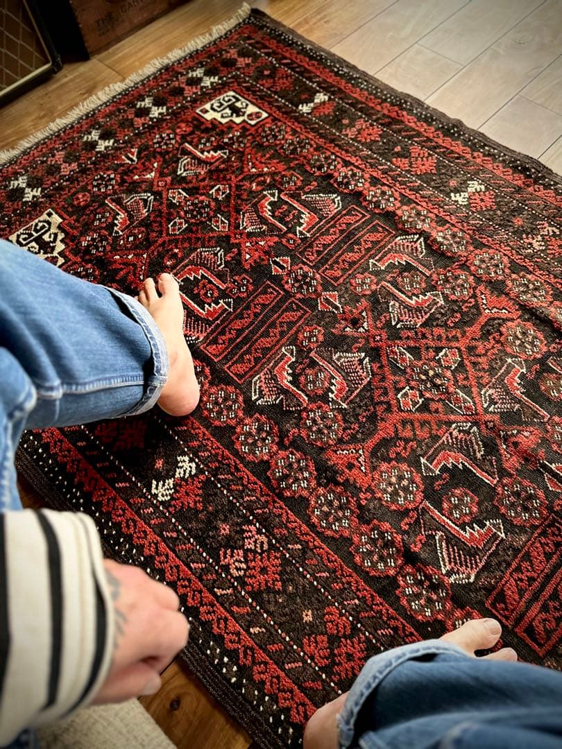 トライバルラグ　ヴィンテージラグ　アンティーク バルーチ　プリミティブアート美品