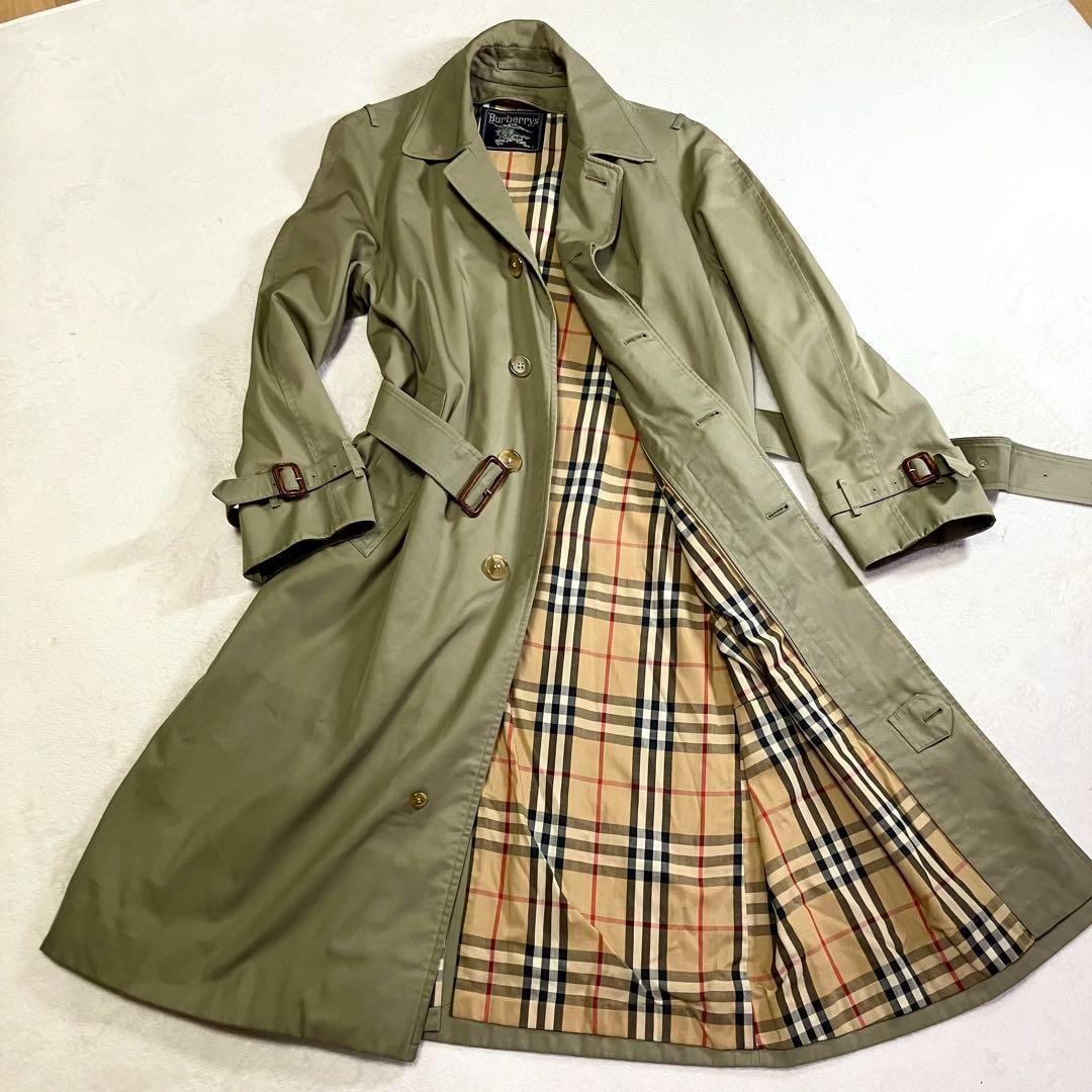 バーバリー　トレンチコート　ステンカラーコート　ロング裏ノバチェック　ベルト付