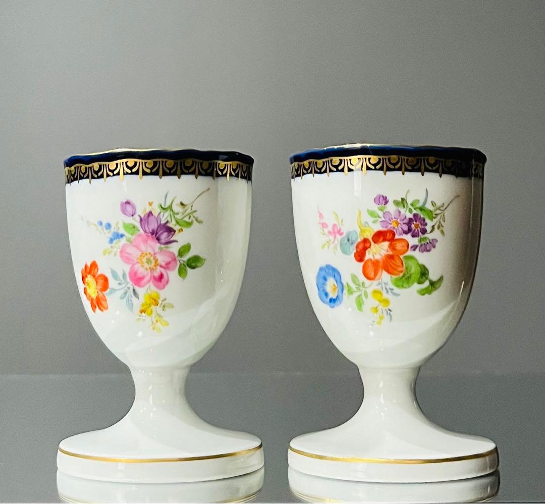 Meissenマイセン/※1級品 Ａカンテ 金彩フラワー エッグスタンド　B