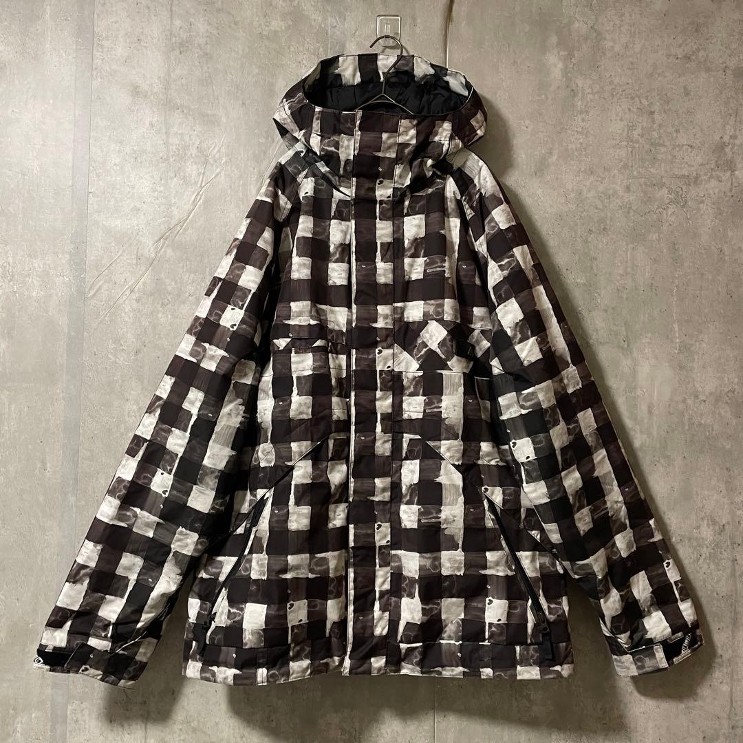 Burtonバートンスキーウェアスノーボードジャケットパーカーフード黒白チェック