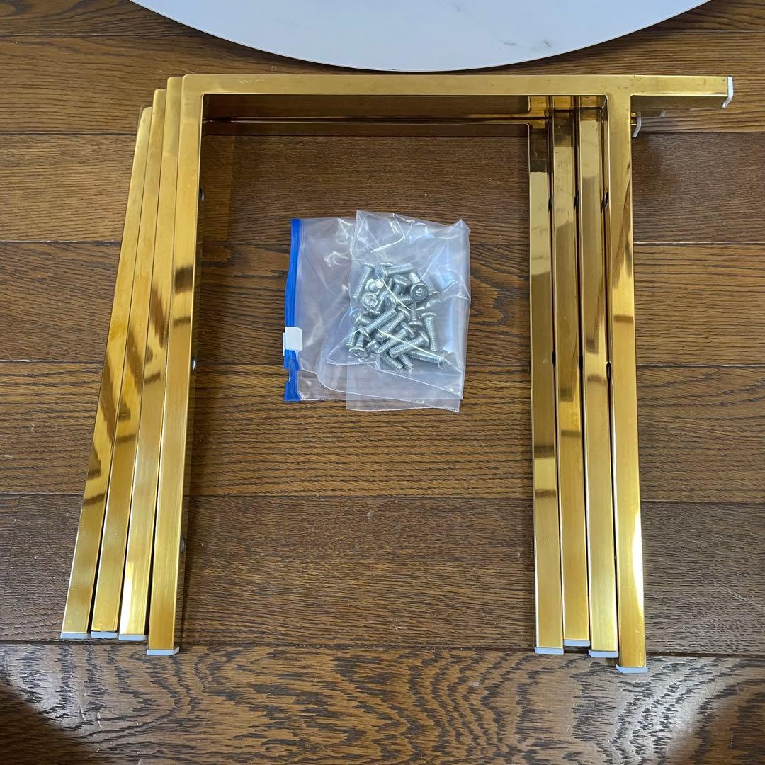 【美品】LOWYA 大理石柄リビングテーブル 丸テーブル[幅69]