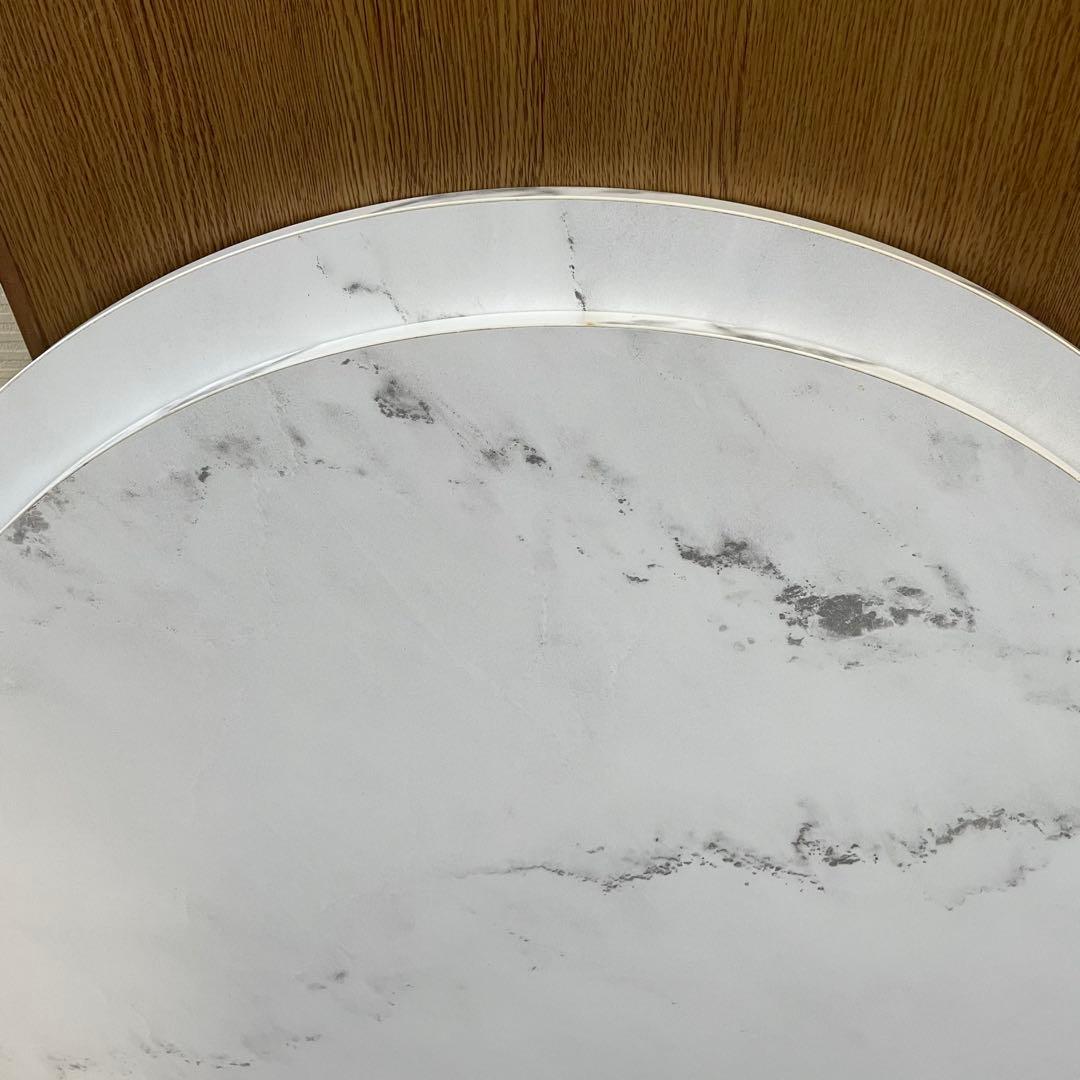 【美品】LOWYA 大理石柄リビングテーブル 丸テーブル[幅69]