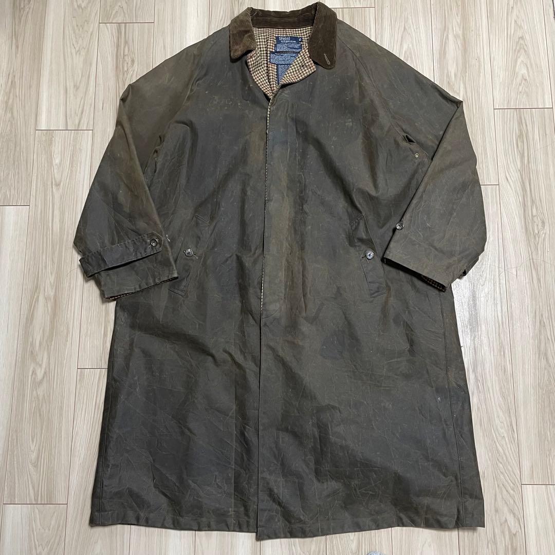 80s ポロバイラルフローレン オイルドコート USA製　バーレー　一枚袖 XL