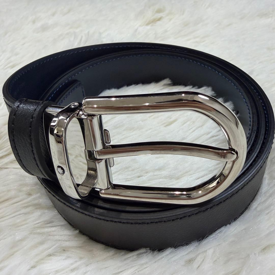 【新品同様】モンブラン レザーベルト 10FAP 本革 5ホール 黒 ビジネス