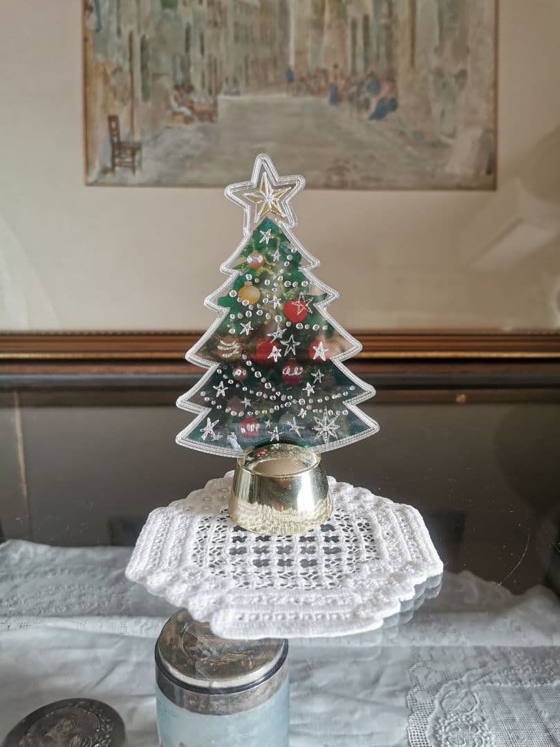 アンティーク 北欧ハーダンガー刺繍レース コースター 透かし四つ葉クロスドイリー