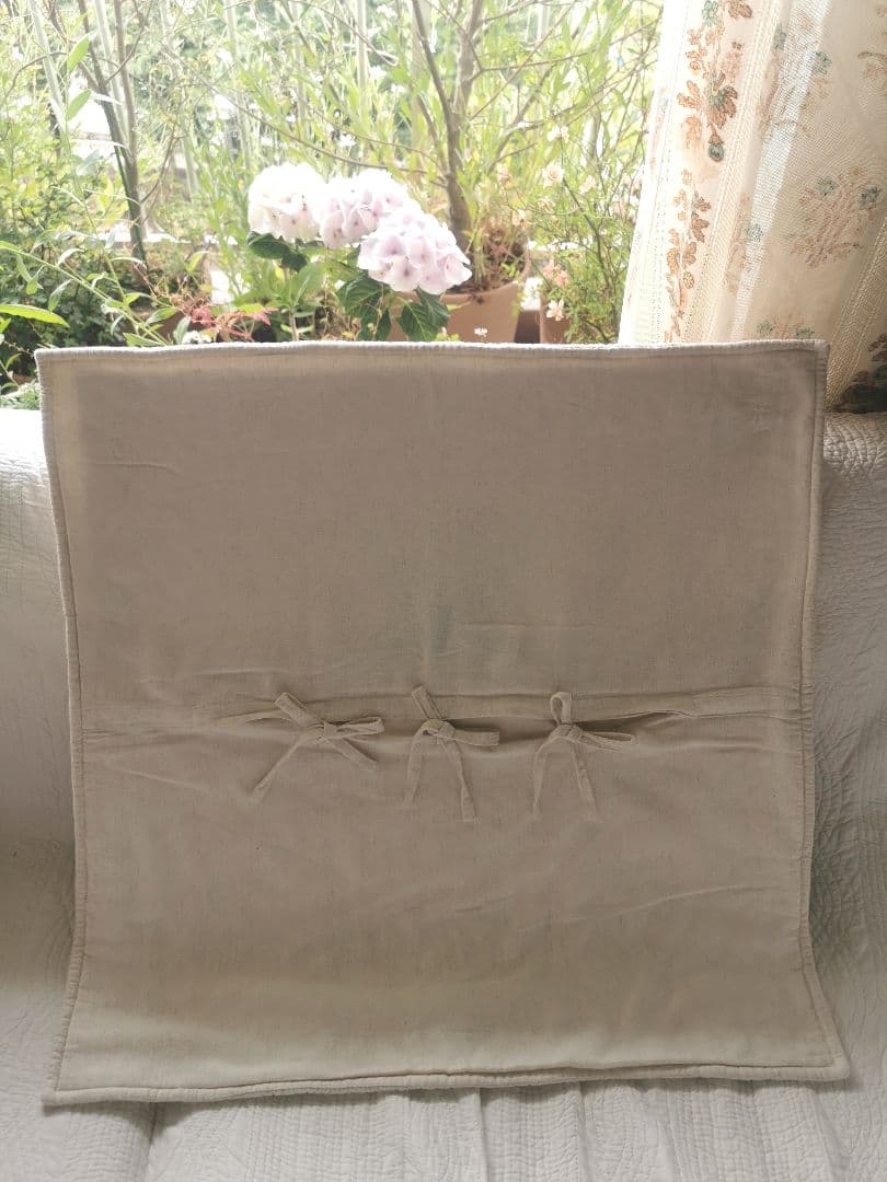 ヴィンテージフランス ブティキルト風 向日葵モチーフ 64㎝大型クッションカバー