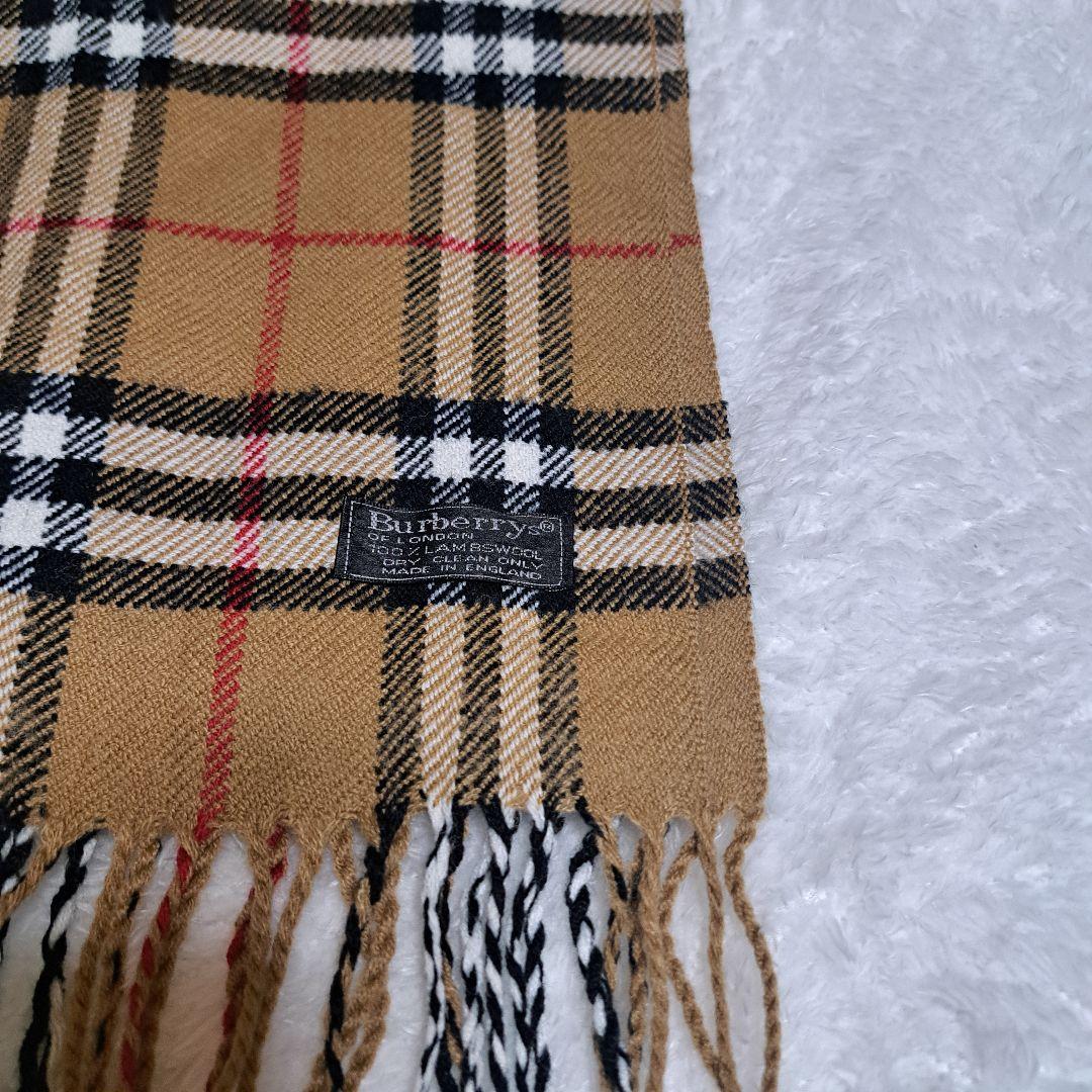 美品Burberry マフラーノバチェックウール100%ブラウン