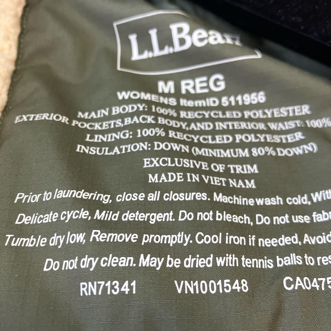 エルエルビーン ダウンコート ロング ボア フード カーキ L相当 レディース