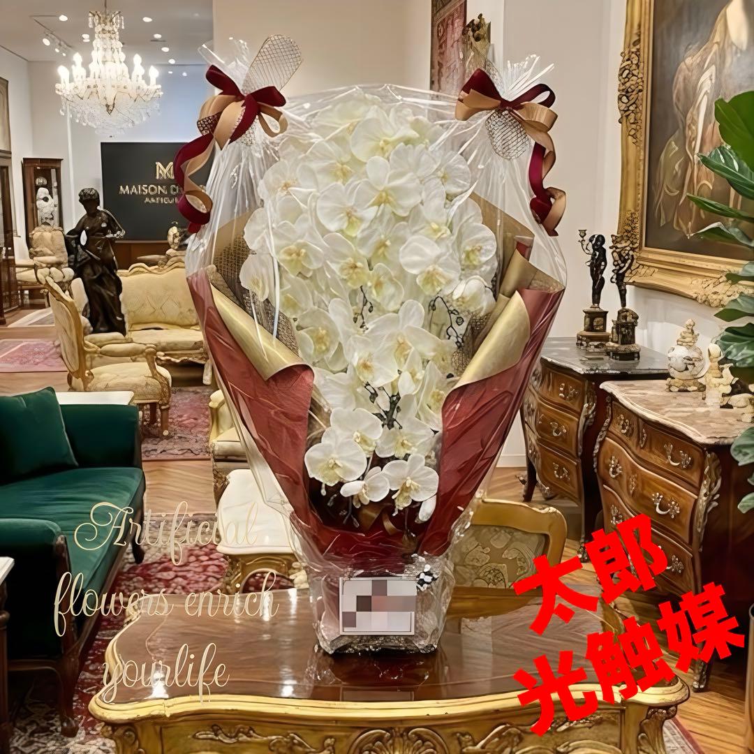光触媒　人工観葉植物　ウォールグリーン　フェイクグリーン　胡蝶蘭１０本立て札付