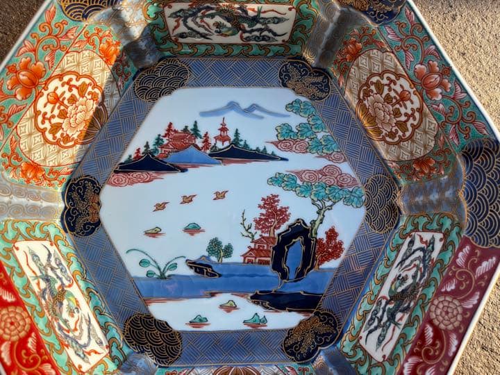 幸楽窯 金彩錦色絵山水　六角　深鉢　有田焼 古伊万里 吉祥　お正月　木箱付