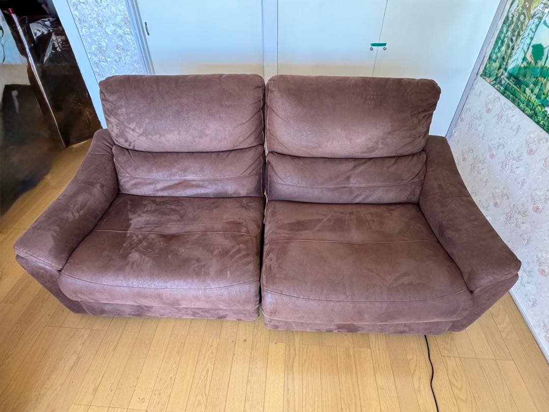 ブラウン リクライニングソファ 2人掛け