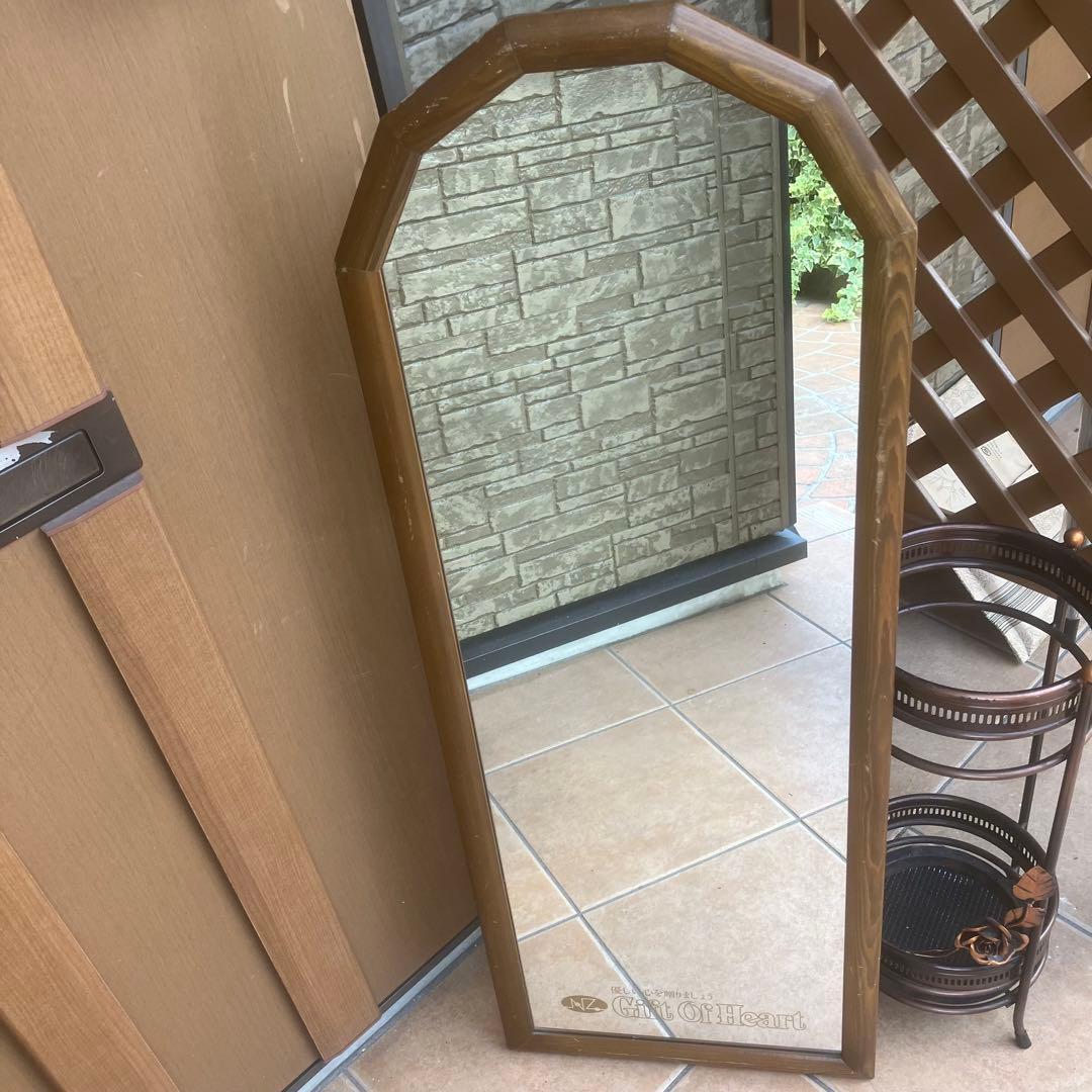 日本製 昭和レトロ マホガニー材 ウォールミラー ミッドセンチュリー イタリア調