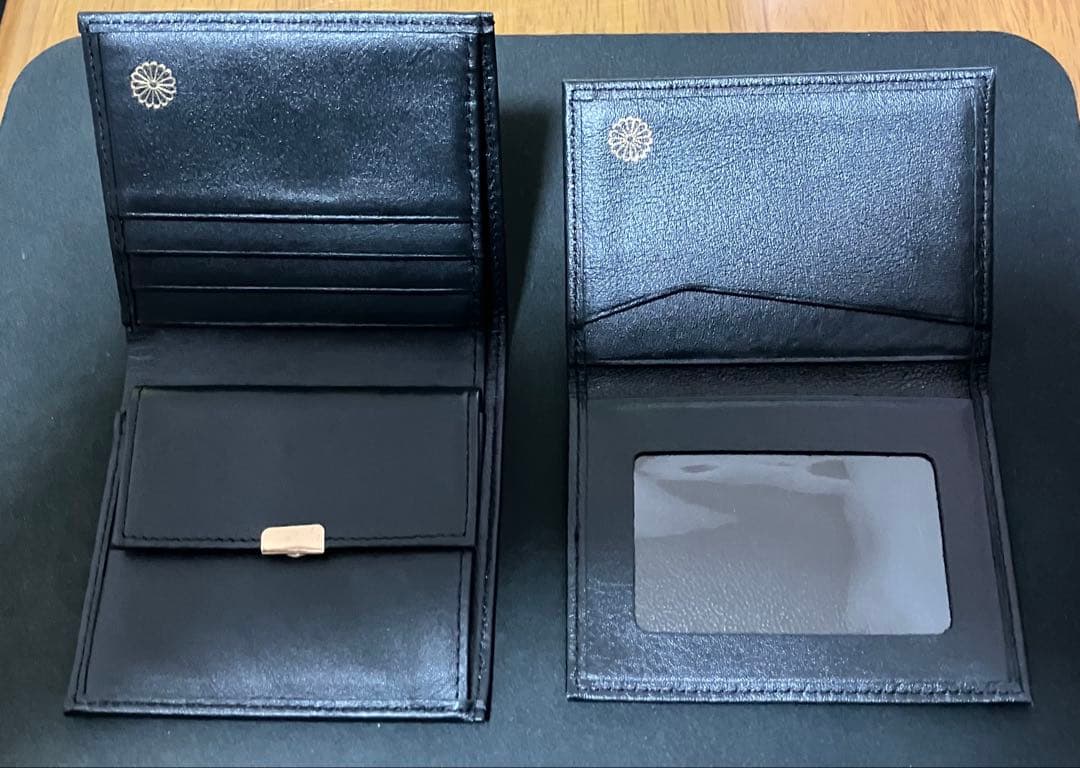 皇居　二つ折り財布 と 定期入れ 黒