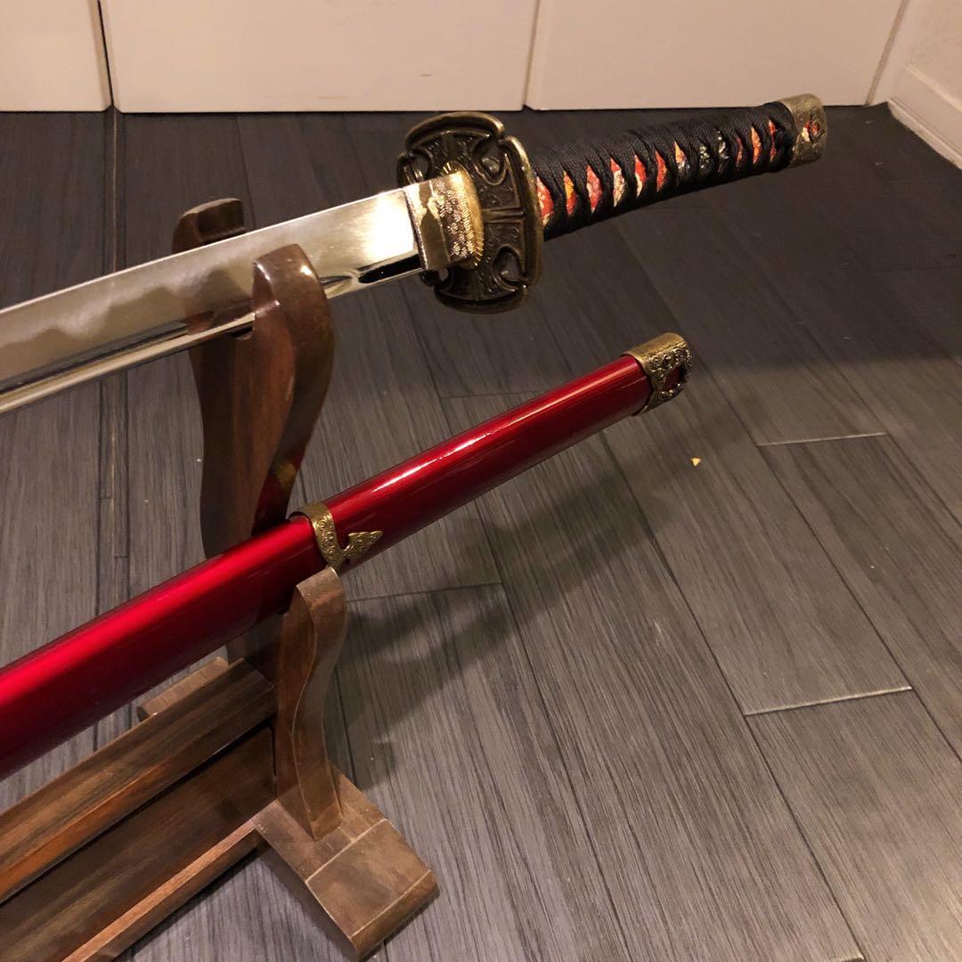 高級模造刀　居合刀　樋入刀身　合金刀身　朱拵え