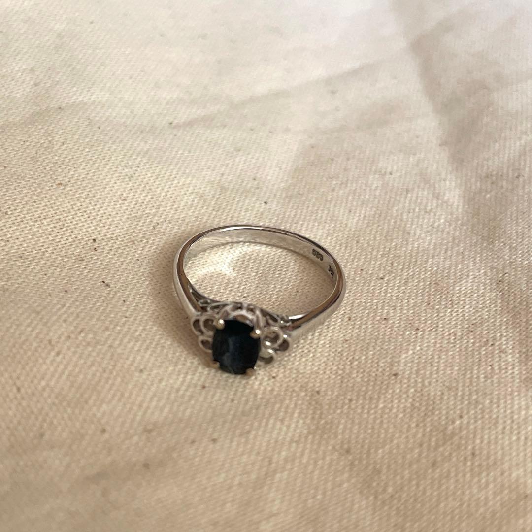 【14金】13号 サファイア リング K14 WG（585刻印あり）指輪