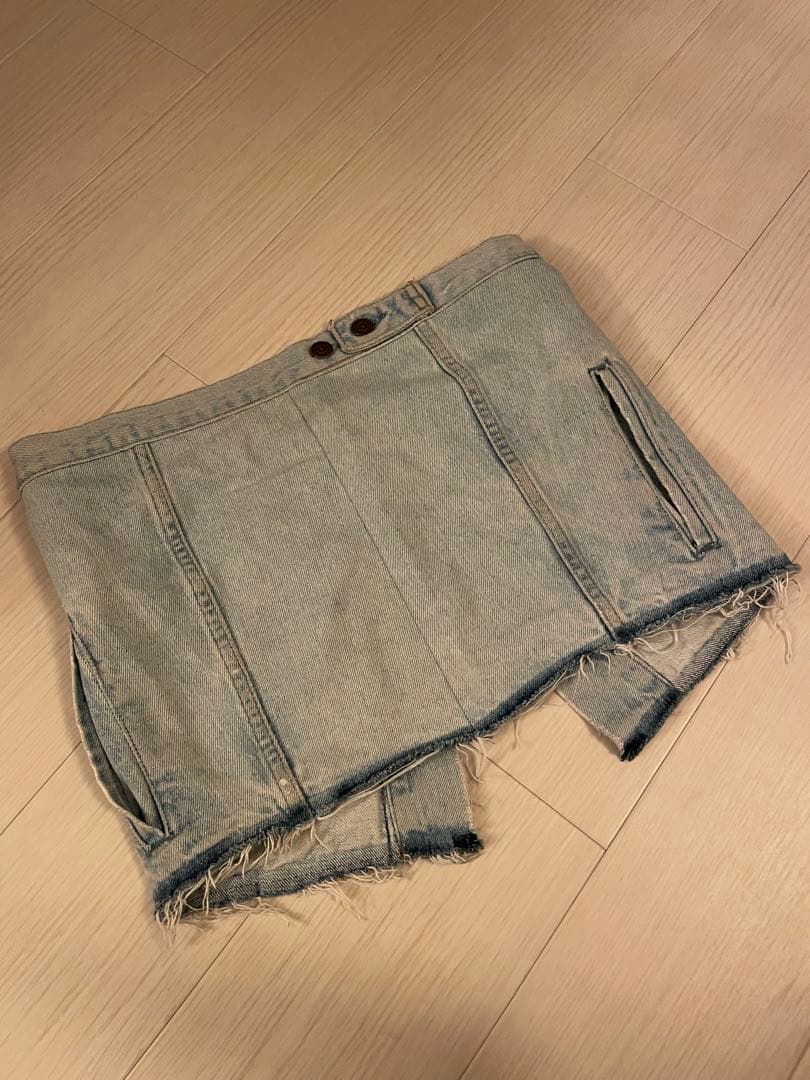 pollen vintage リメイクデニム巻きスカート
