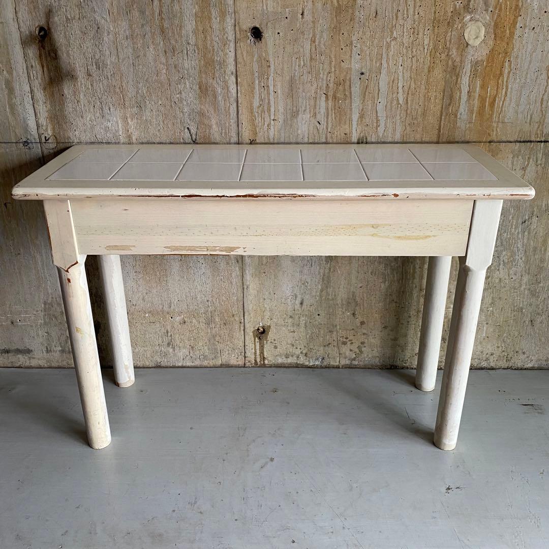 タイルトップ　コンソールテーブル　フレンチカントリー　シャビー　ヴィンテージ