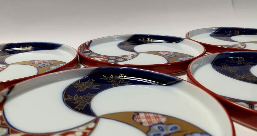 レア 深川製磁 染錦松竹梅 和皿揃 銘々皿 取皿 5枚組 未使用品