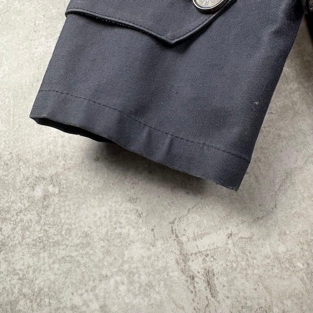 HERMES エルメス　ゴム引き　コート　チンストラップ　M 紺　バルマカーン