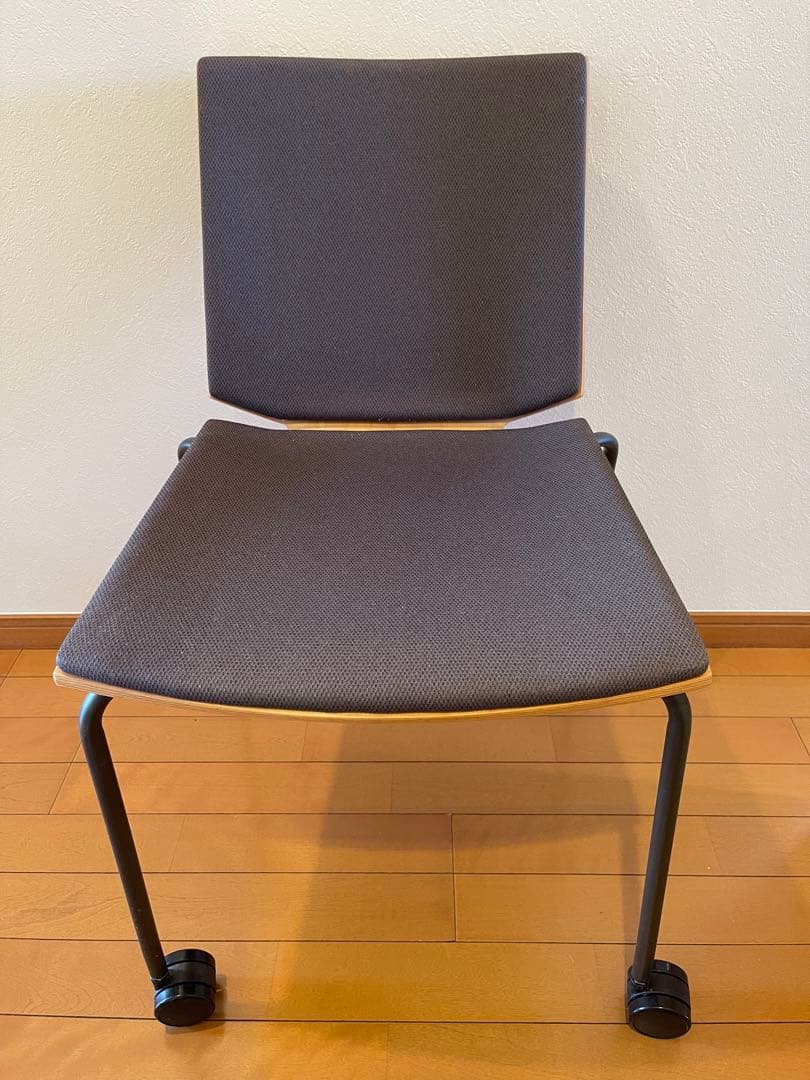 ★値下げ★ウチダ内田洋行　Hazel/ヘーゼルチェア布張背座4本キャスター脚②