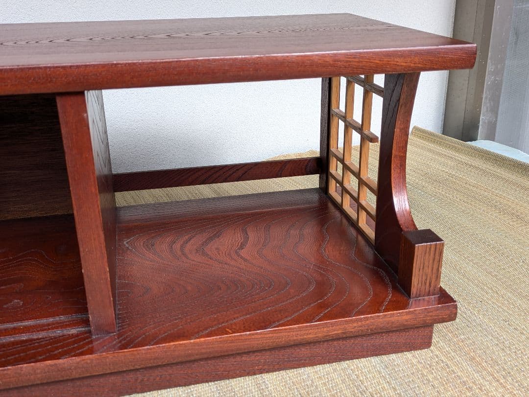 置き床　飾り棚　　無垢材　欅ケヤキ塗り　昭和レトロ