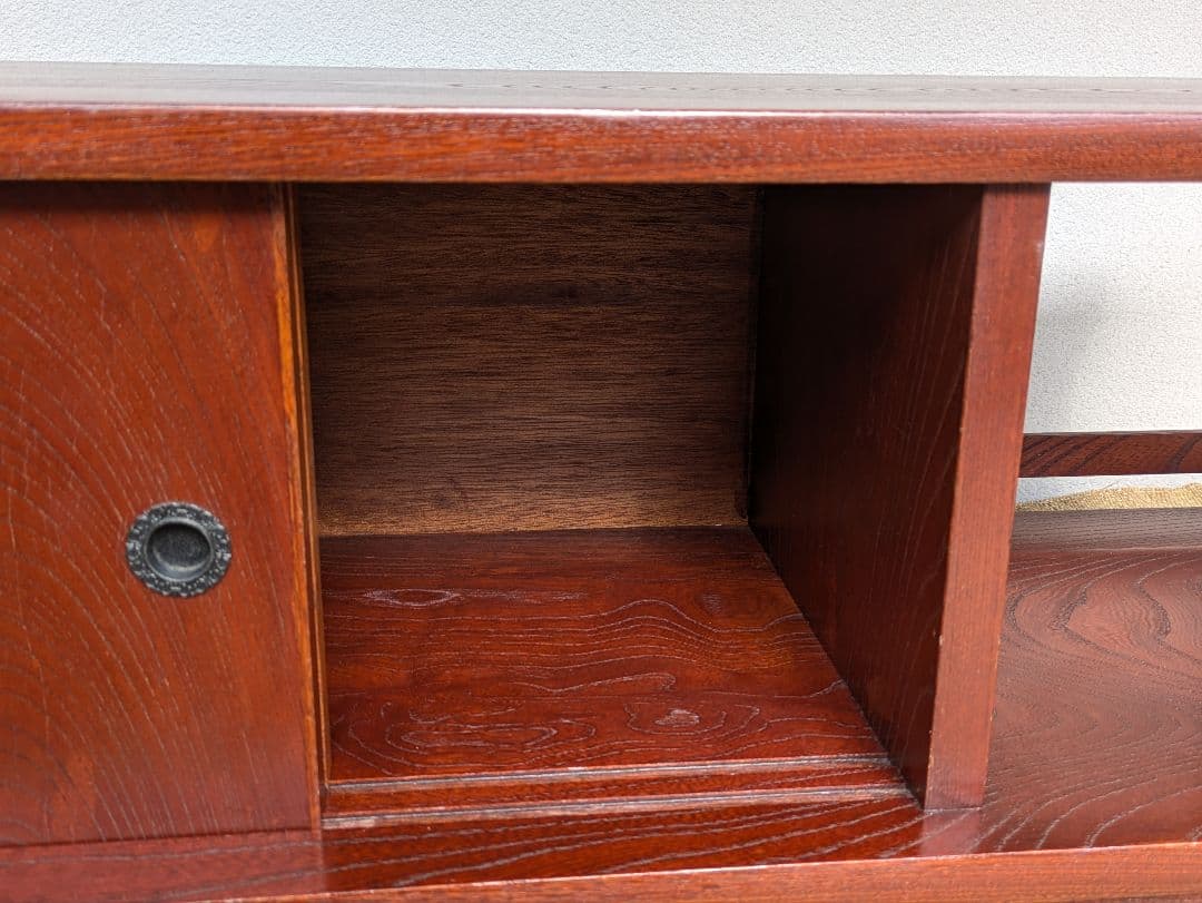 置き床　飾り棚　　無垢材　欅ケヤキ塗り　昭和レトロ