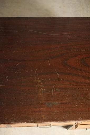 古い木製の片袖机　引き出し5杯　ワークデスク　作業台　古家具　アンティーク家具