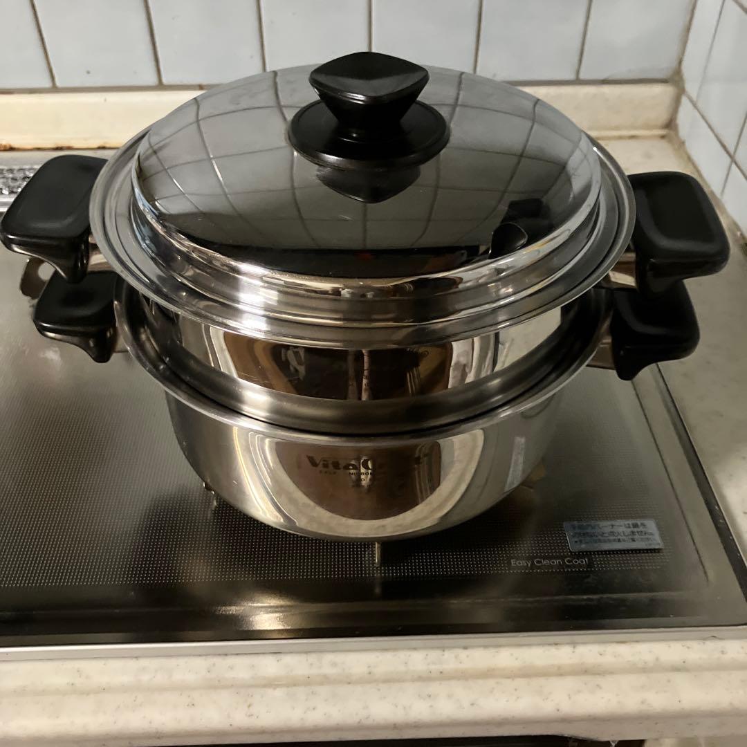 VitaCraft ステンレス 両手鍋 No.5503 ガス火用　蒸し器付き