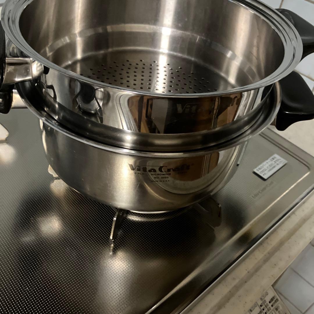 VitaCraft ステンレス 両手鍋 No.5503 ガス火用　蒸し器付き