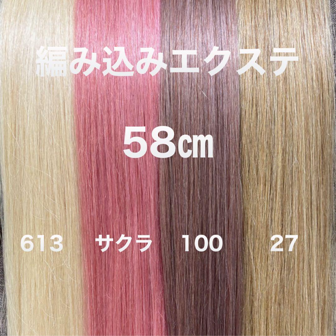 編み込みエクステ 58 束毛　カラーエクステ