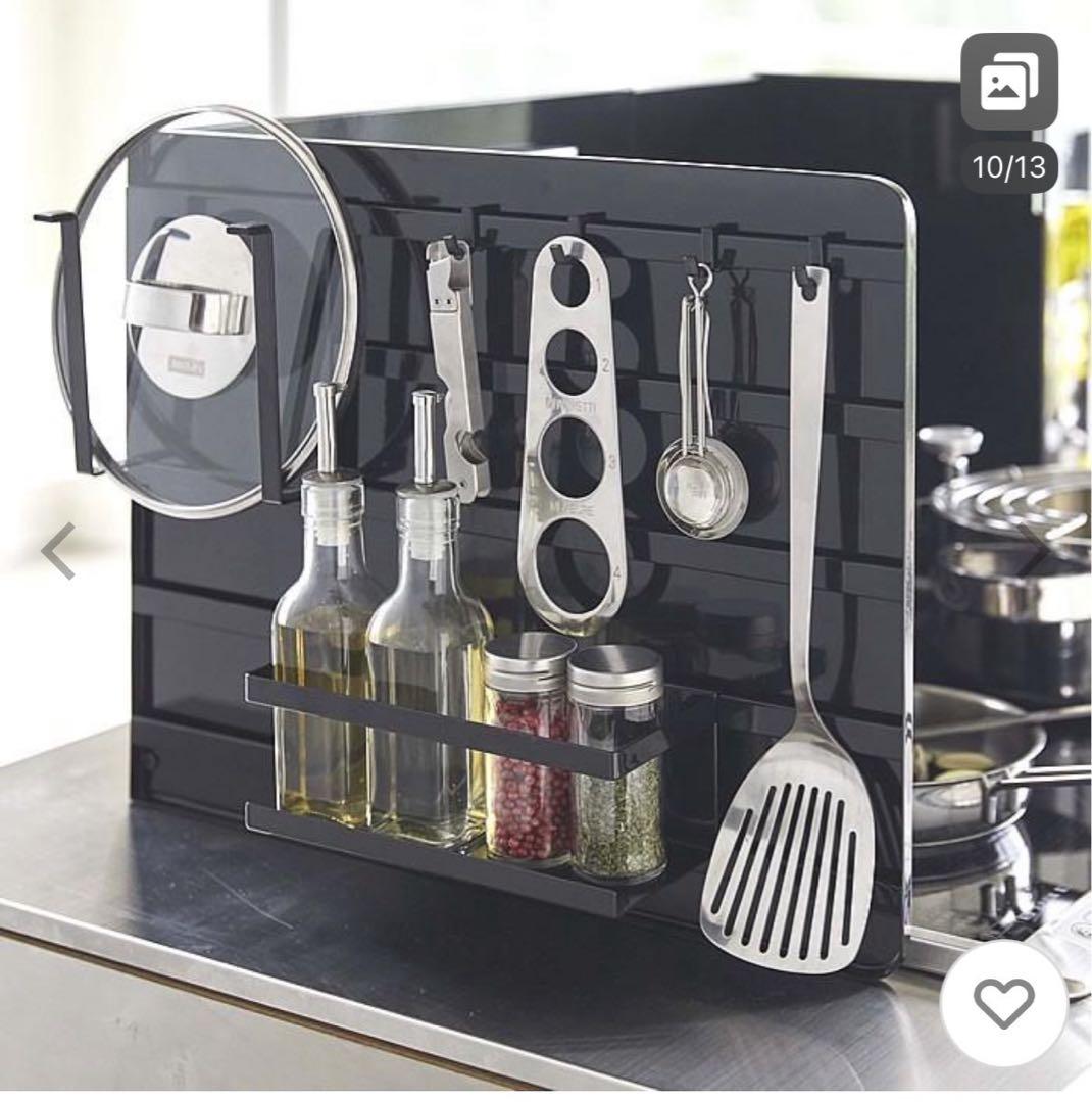 新品 レンジガード 伸縮 タワー tower 45〜75cm対応 置型 ブラック