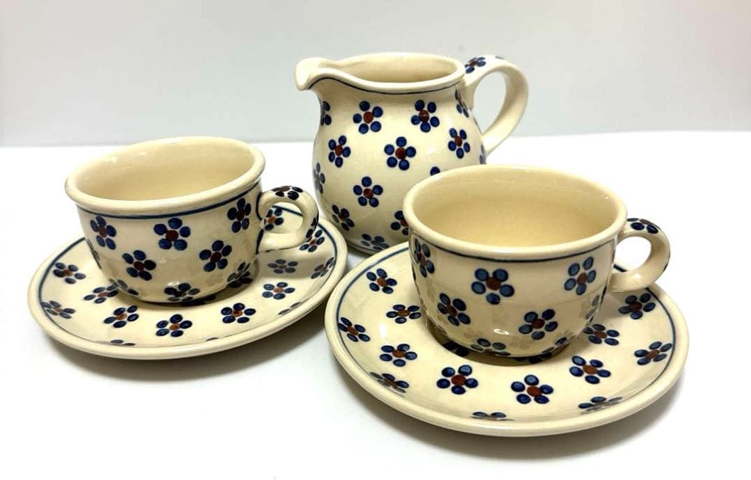 ⭐︎ポーリッシュポタリー　カップ ティー2セット　ミルクポット