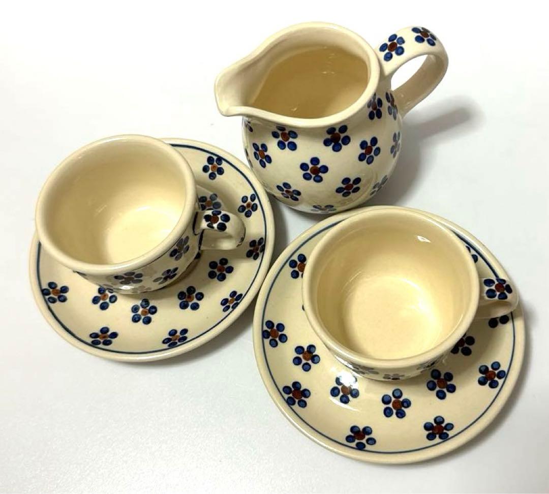 ⭐︎ポーリッシュポタリー　カップ ティー2セット　ミルクポット