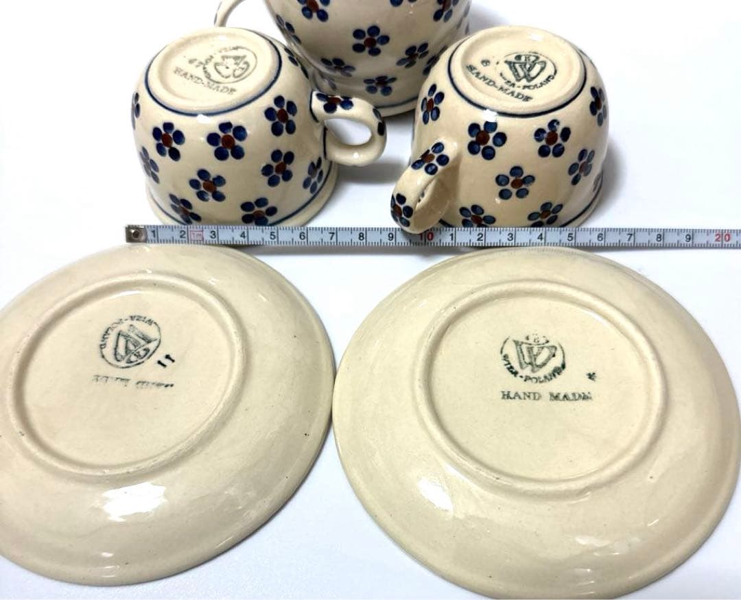 ⭐︎ポーリッシュポタリー　カップ ティー2セット　ミルクポット