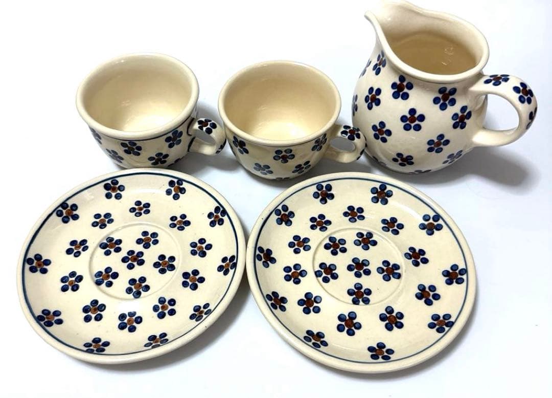 ⭐︎ポーリッシュポタリー　カップ ティー2セット　ミルクポット