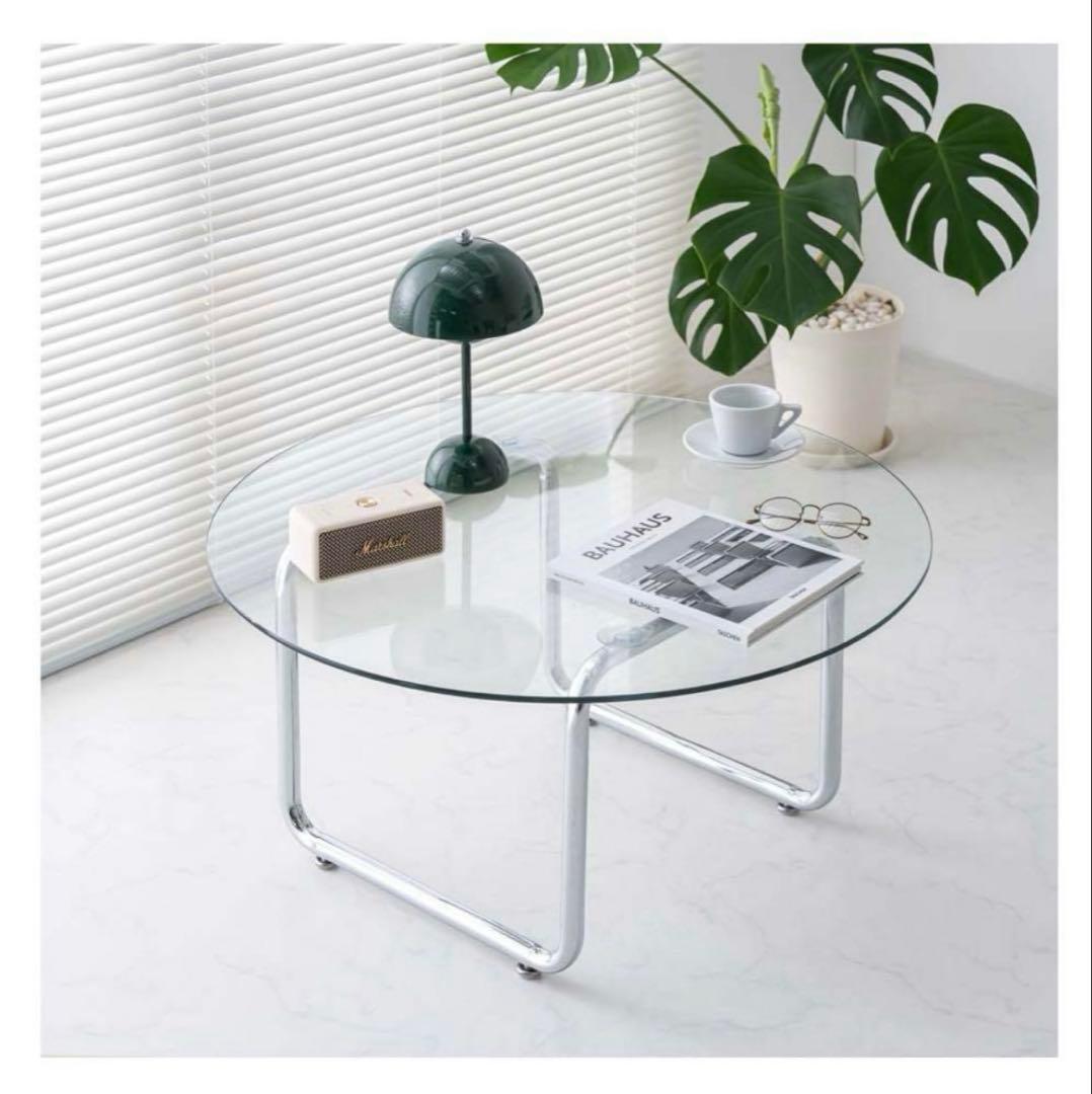 【smoo】ガラステーブル　ローテーブル　丸　円形　韓国