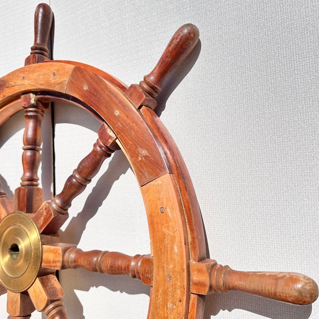 ビンテージ　シップハンドル　舵輪　直径92cm　海岸風・マリンインテリアに♪