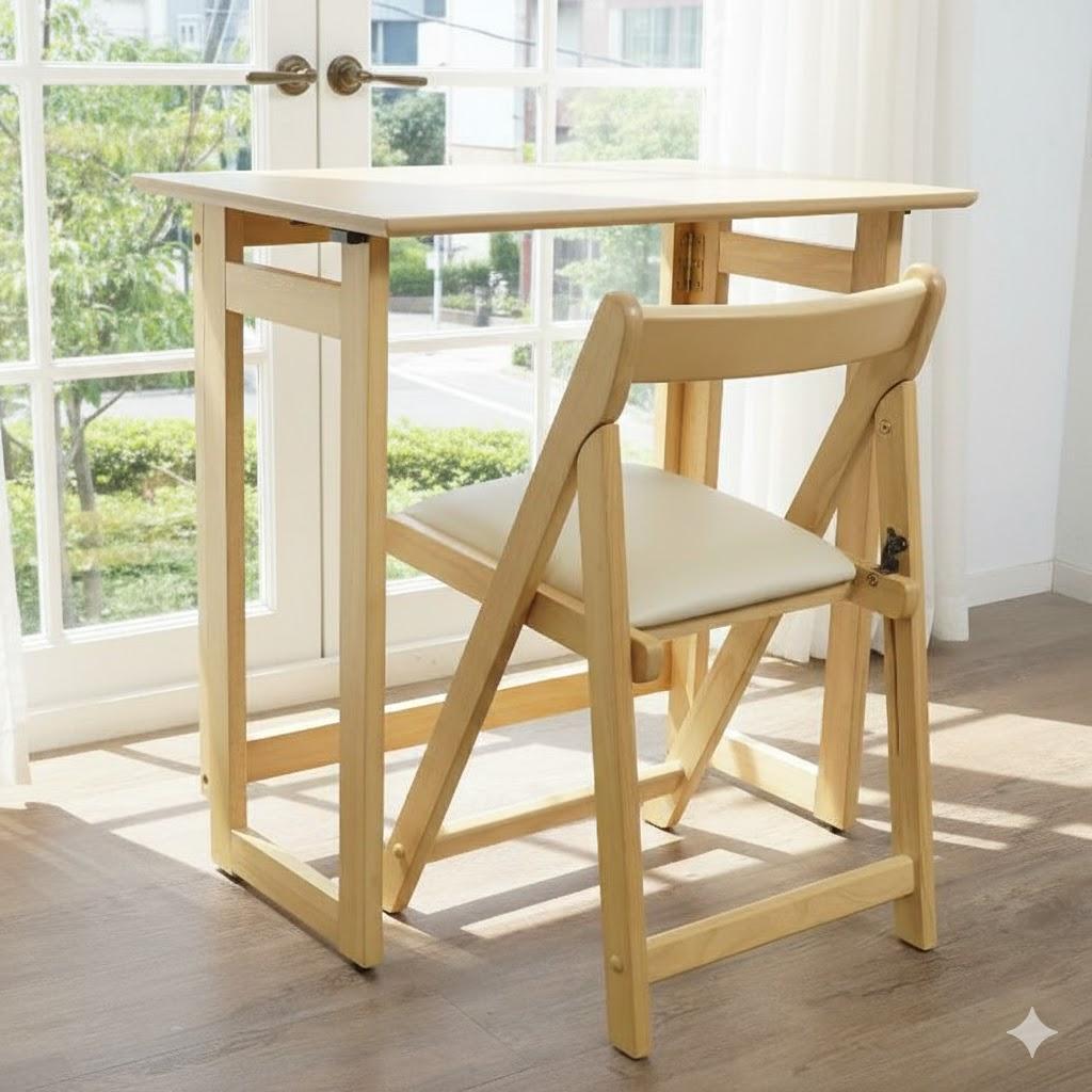 【新生活応援】　折りたたみデスク＆チェアー　学習机　2点セット