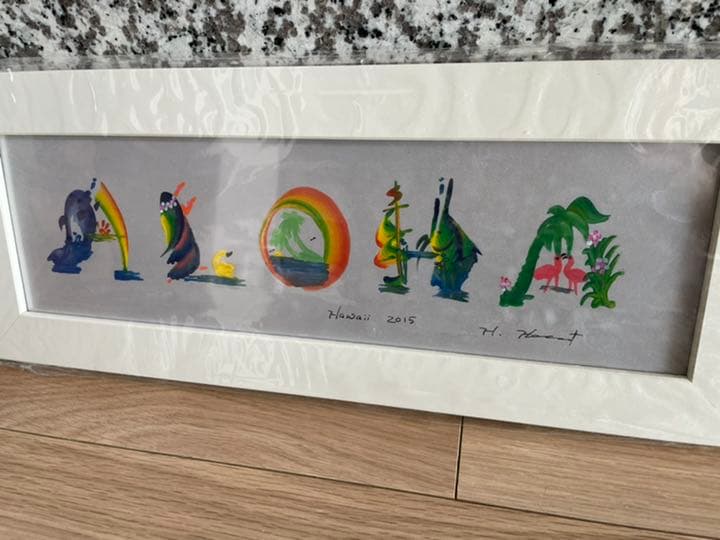 ハワイアン　花文字　絵画　ウエルカムボード