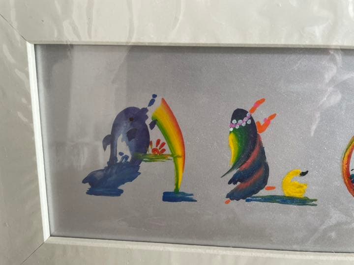 ハワイアン　花文字　絵画　ウエルカムボード