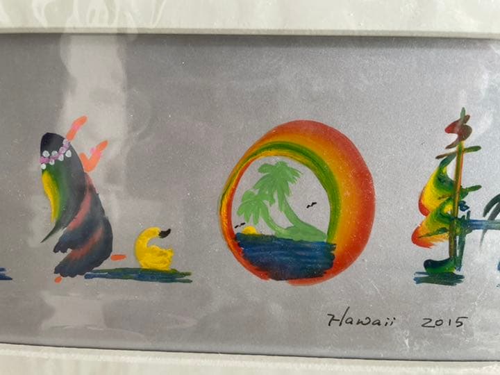 ハワイアン　花文字　絵画　ウエルカムボード