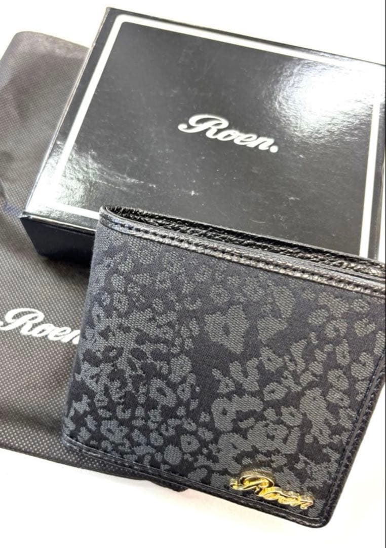 最終お値下げ❣️希少 ❣️ Roen ロエン 折り財布 ブラック レオパード