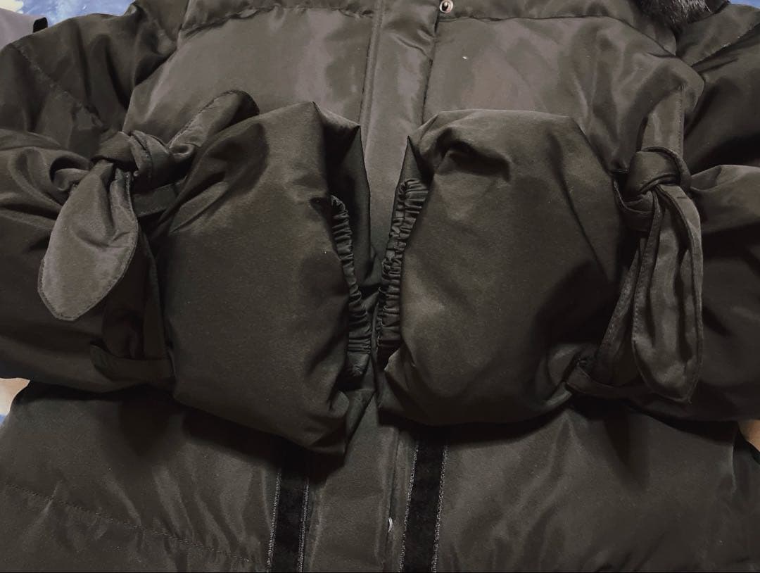 RUIRUE BOUTIQUE ラビットファーフードショート丈ダウンジャケット