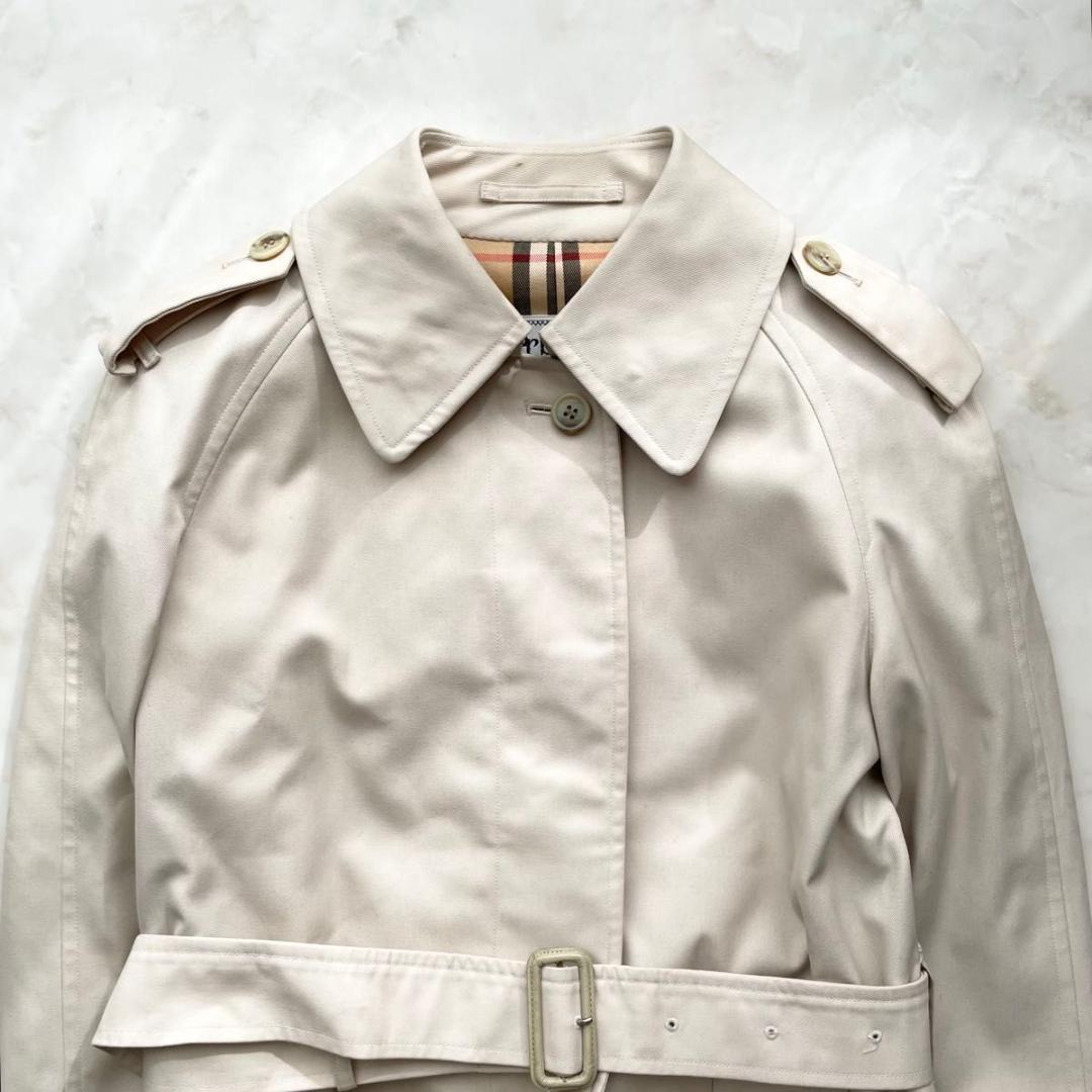 【美品】Burberry ステンカラーコート　ノバチェック　七分袖　S〜M