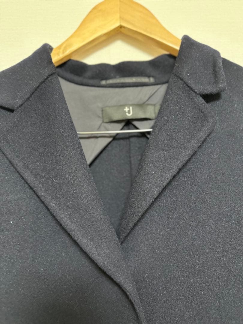 ＋J カシミヤブレンドチェスターロングコートL ネイビー