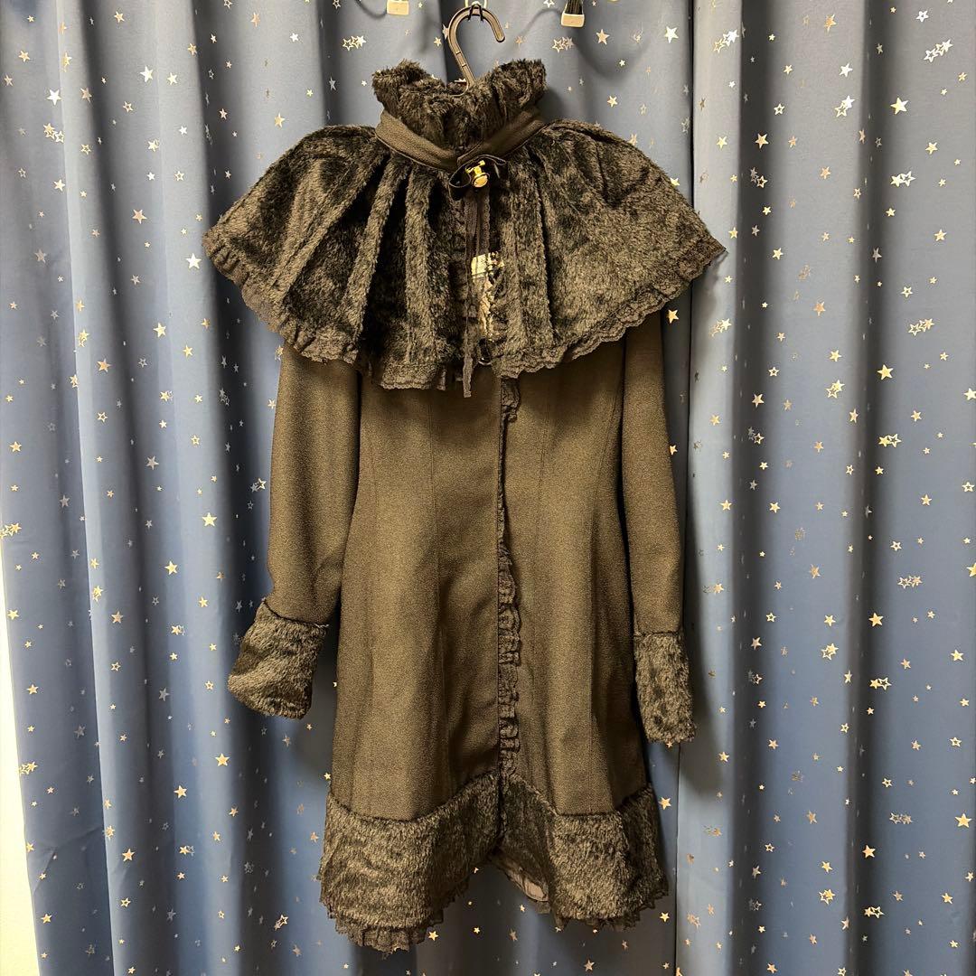 marble クラシカルプリーツケープ付きファーコート　黒　未使用