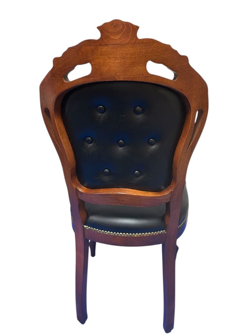 良品　イタリア ダイニングチェア 革張り 猫脚 ブラック①