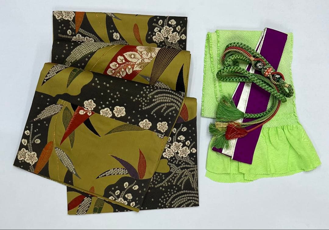 振り袖　フルセット　別誂長襦袢付　高級紅型　手描き　万葉集　袋帯　529